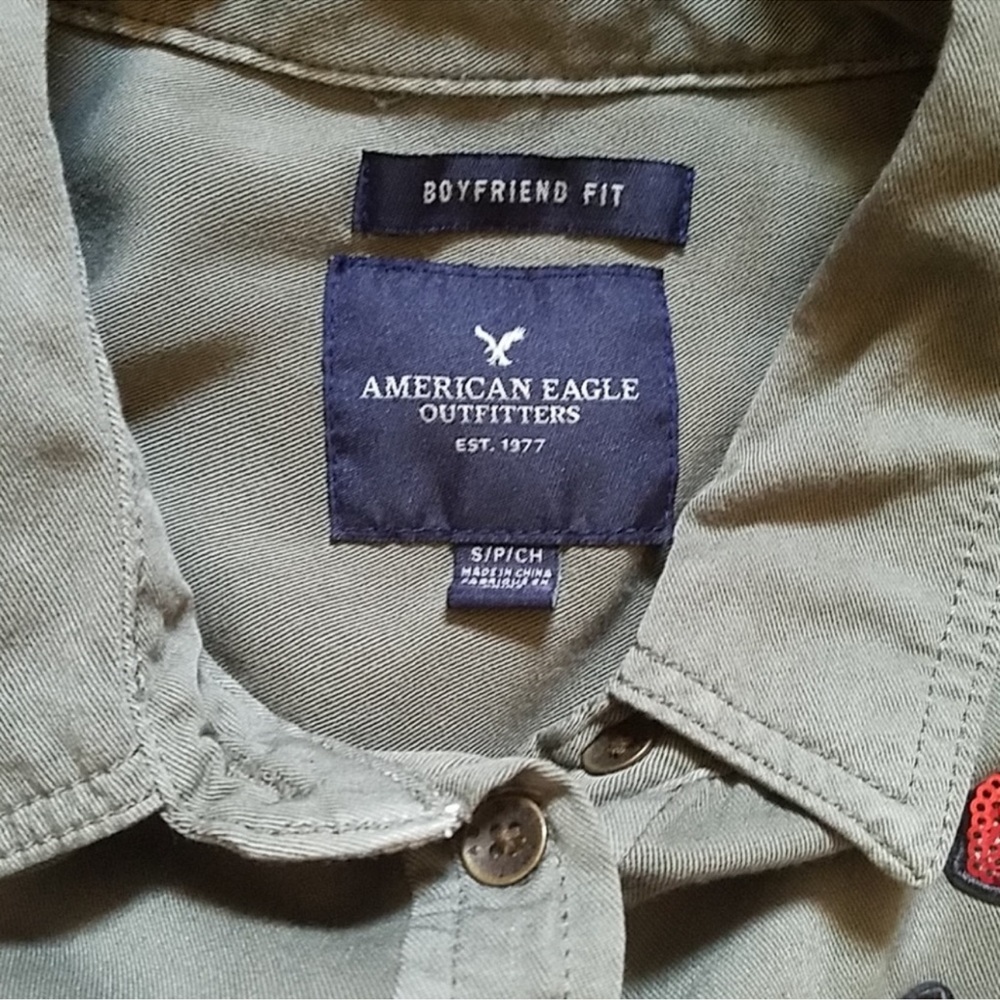 American Eagle Button Down Size Small Boyfriend F… - image 4